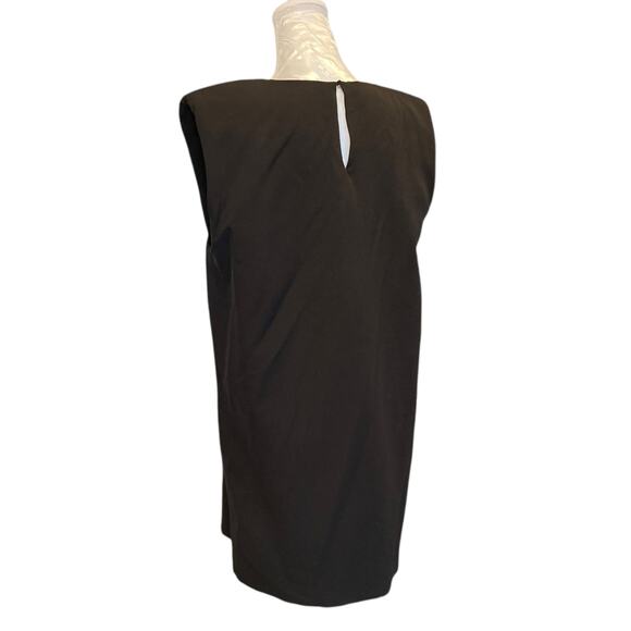 Zara Black Polyester Stretch Cap Sleeve Shift Boxy Mini Dress Size Large LBD - Picture 15 of 16